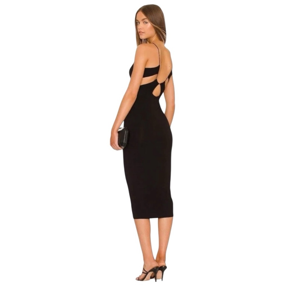 Good American Touch 90's open back midi dress in black size 1 small